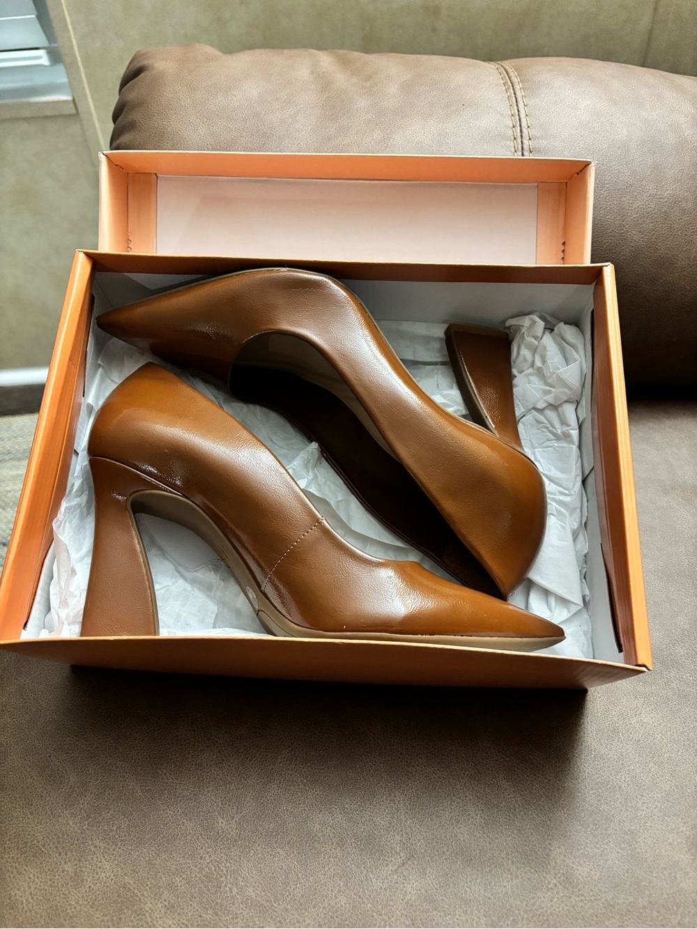 Gianni Bini Women's Pointed-Toe Heels in Cognac Brown